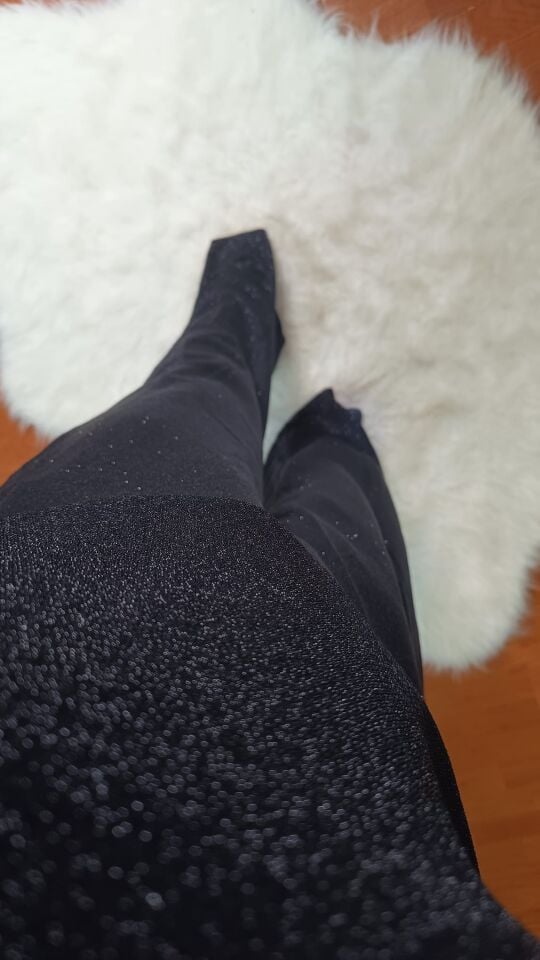 Yüksek Bel Işıltılı Siyah Pantolon