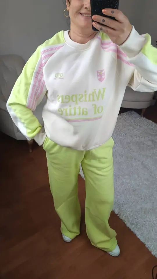 İçi Şardonlu Fıstık Yeşili Oversize Eşofman Takım