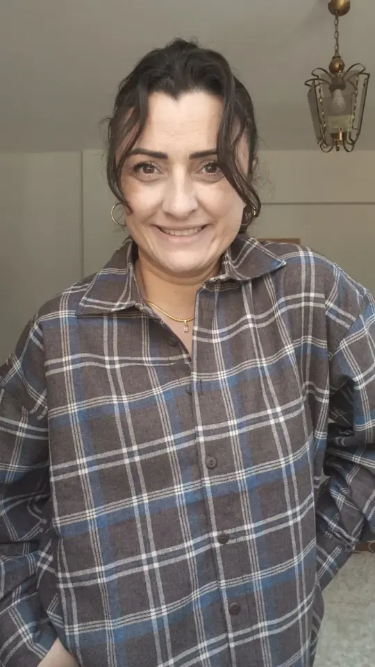 Kalın Dokuma Oversize Ekoseli Gömlek (Kahverengi & Mavi)