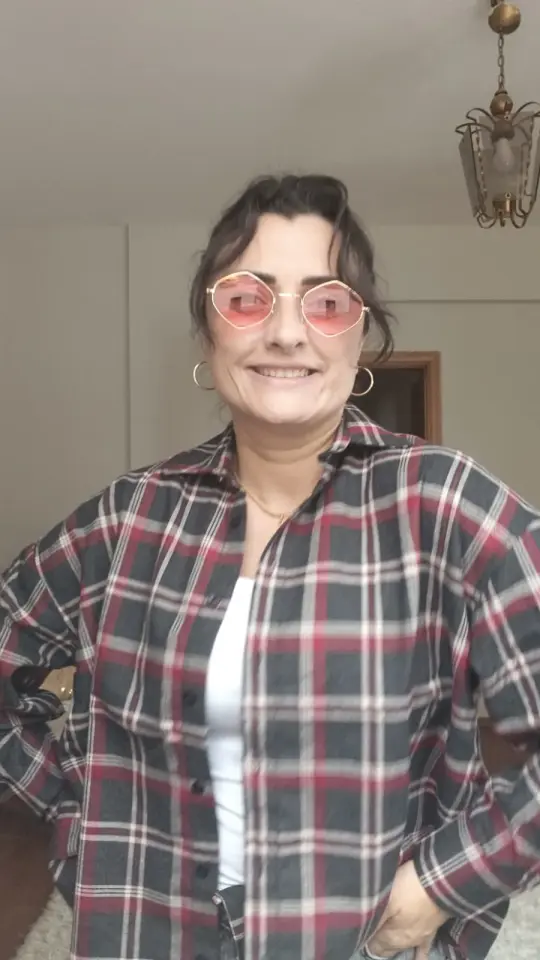 Kalın Dokuma Oversize Ekoseli Gömlek (Kahverengi & Kırmızı)