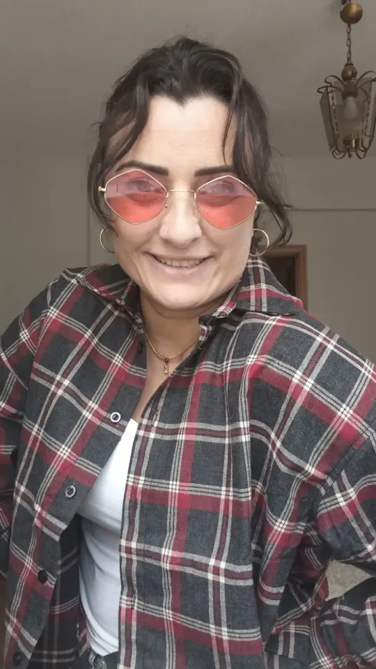 Kalın Dokuma Oversize Ekoseli Gömlek (Kahverengi & Kırmızı)