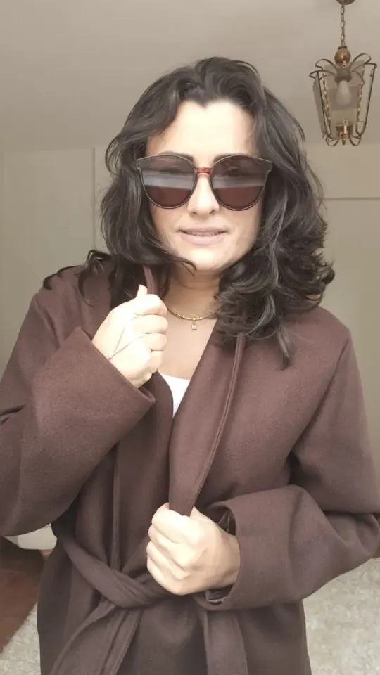 Beli Kuşaklı Kahverengi Kaşe Kaban