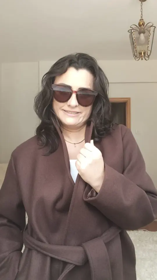 Beli Kuşaklı Kahverengi Kaşe Kaban