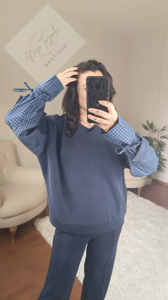 Gömlek Detaylı Esnek Kumaş Eşofman Takım