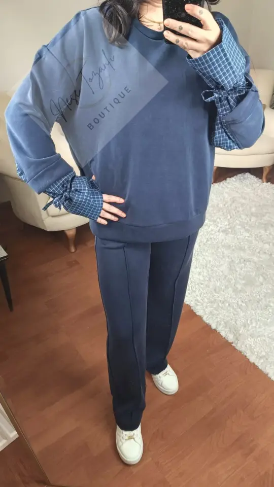 Gömlek Detaylı Esnek Kumaş Eşofman Takım