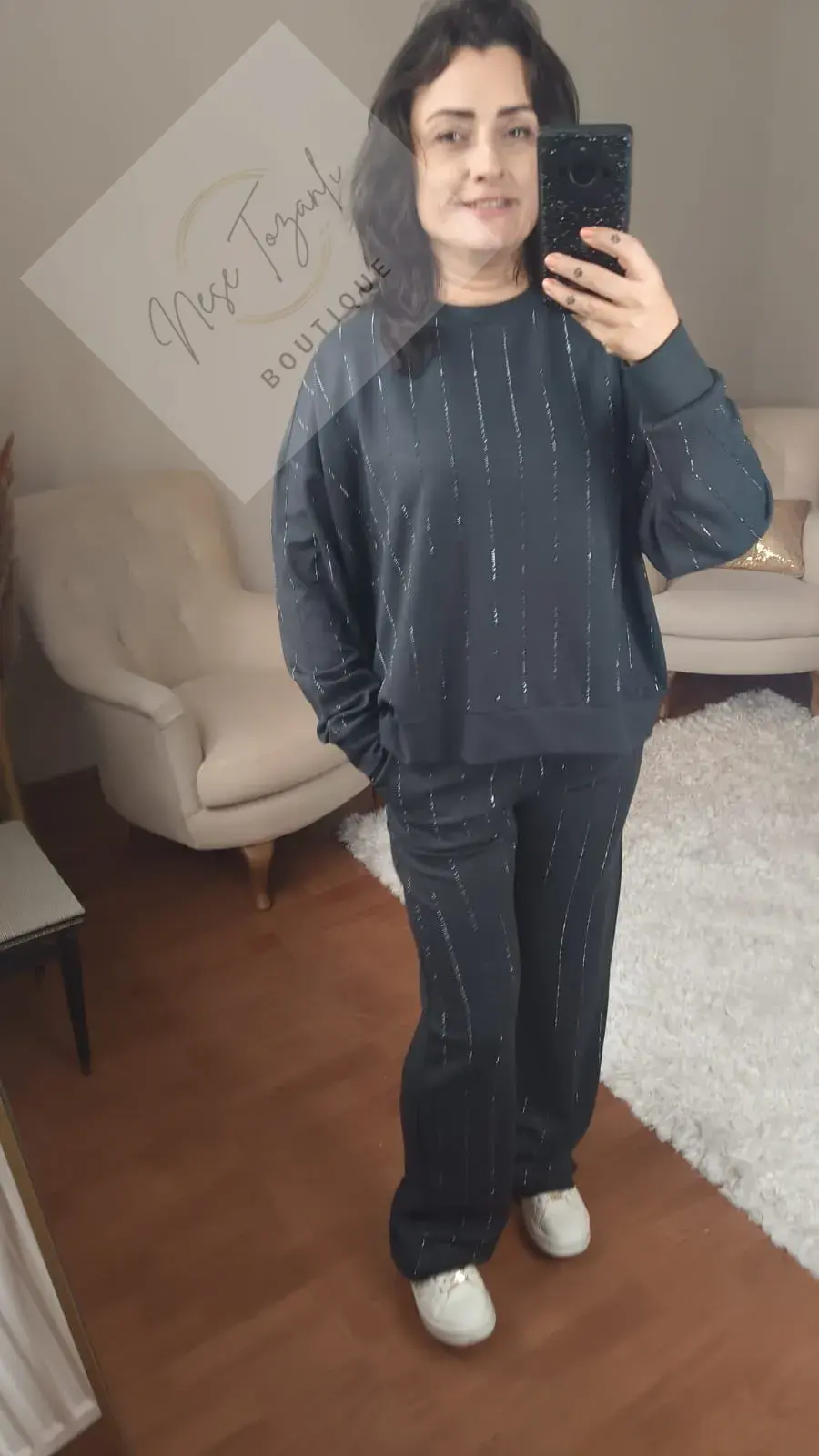 Parıltı Detaylı Esnek Kumaş Eşofman Takım