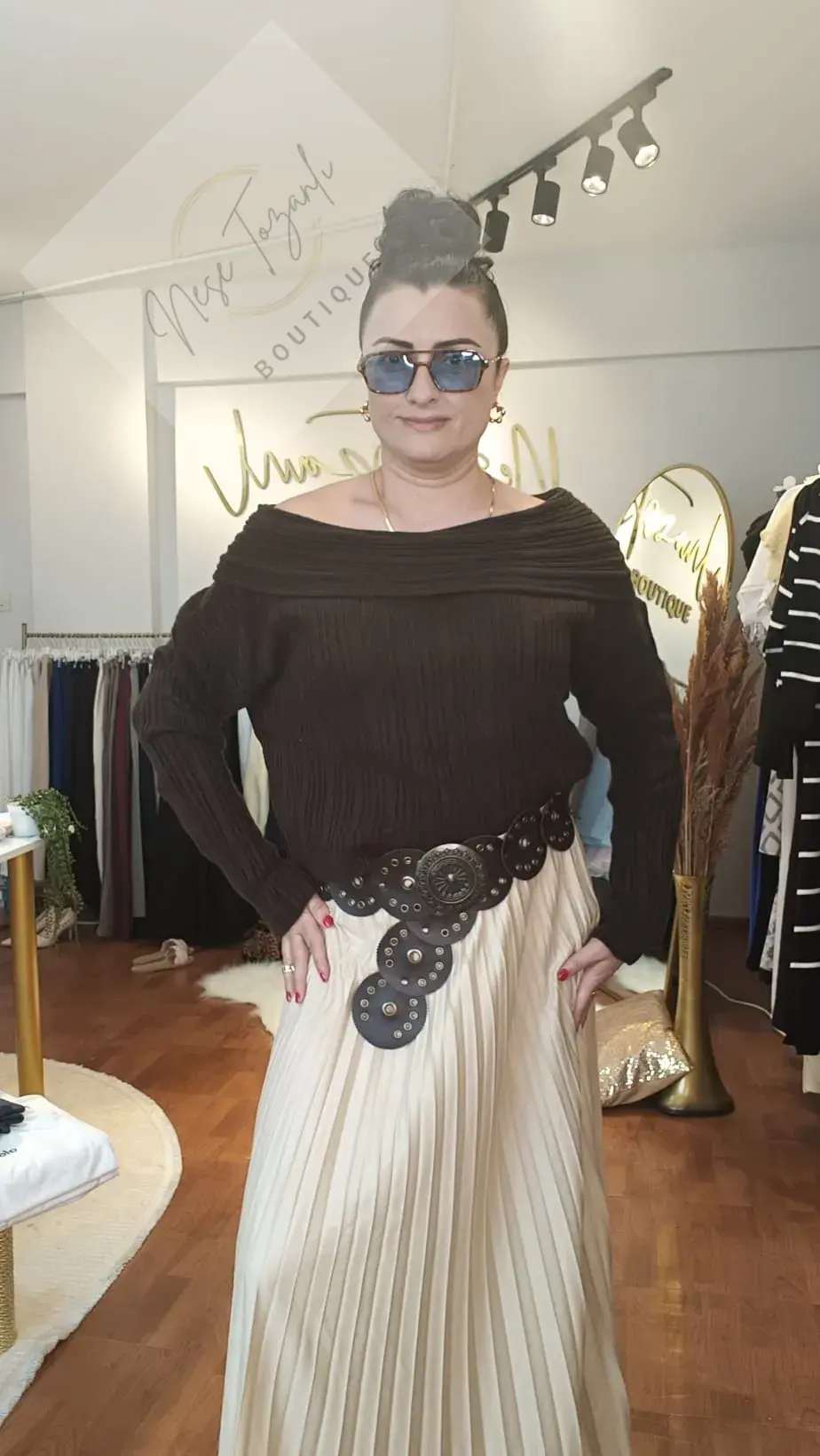 Çok Yönlü Yaka Detaylı Yumuşak Triko Kazak (Kahverengi)