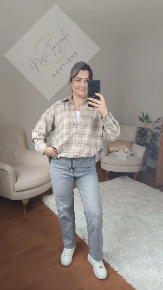 Yüksek Bel Esnek Gri Mom Jeans