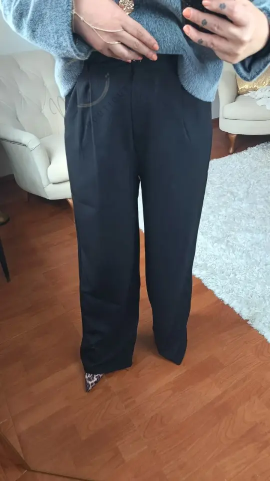 Yüksek Bel Siyah Palazzo Pantolon