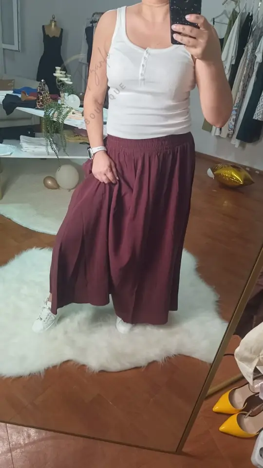 Beli Gipeli Lastikli Bordo Maxi Etek | Konforlu & Salaş Kesim