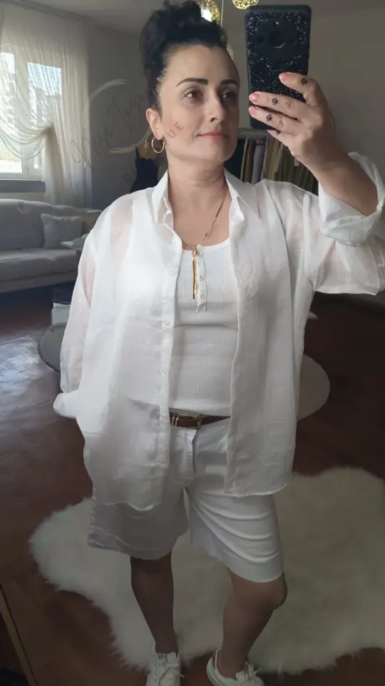 Oversize Kesim Dokulu Transparan Beyaz Gömlek | Yazlık & Hafif Stil